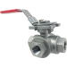 1/4" Stainless 3-Way Ball Valve, T-Port, Direct Mount