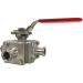 3/4" Sanitary 3-Way Ball Valve, L-Port, Direct Mount, Tri-Clamp