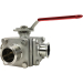 2" Sanitary 3-Way Ball Valve, L-Port, Direct Mount, Tri-Clamp