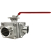 3" Sanitary 3-Way Ball Valve, T-Port, Direct Mount, Tri-Clamp
