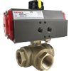 Air Actuated 3-Way Brass T-Port Valve - Scotch Yoke Air Actuated 3-Way Brass T-Port Valve - Scotch Yoke